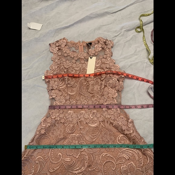 NEW $190 Topshop Scallop Lace Dress in Rose Pink - Picture 3 of 12